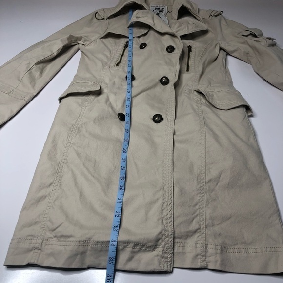 armorjeans Cream Stretchy Vintage Button Long Military Belt Trench Coat Jacket - Picture 16 of 16